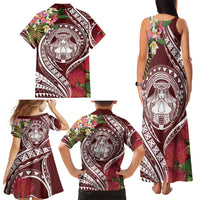 Aloha Hawaii Big Island Family Matching Tank Maxi Dress and Hawaiian Shirt Ohia Lehua Wahine