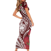 Aloha Hawaii Big Island Short Sleeve Bodycon Dress Ohia Lehua Wahine