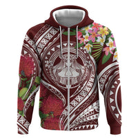 Aloha Hawaii Big Island Zip Hoodie Ohia Lehua Wahine LT7 Zip Hoodie Red - Polynesian Pride