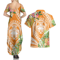 Aloha Hawaii Lanai Couples Matching Summer Maxi Dress and Hawaiian Shirt Frangipani Mix Pineapple