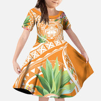 Aloha Hawaii Lanai Family Matching Off The Shoulder Long Sleeve Dress and Hawaiian Shirt Frangipani Mix Pineapple