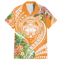 Aloha Hawaii Lanai Family Matching Short Sleeve Bodycon Dress and Hawaiian Shirt Frangipani Mix Pineapple