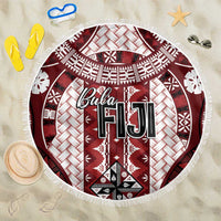 Bula Fiji Vintage Beach Blanket Scarlet Masi Motifs
