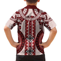 Bula Fiji Vintage Family Matching Long Sleeve Bodycon Dress and Hawaiian Shirt Scarlet Masi Motifs