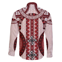 Bula Fiji Vintage Family Matching Long Sleeve Bodycon Dress and Hawaiian Shirt Scarlet Masi Motifs