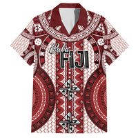 Bula Fiji Vintage Family Matching Off Shoulder Short Dress and Hawaiian Shirt Scarlet Masi Motifs
