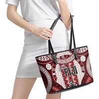 Bula Fiji Vintage Leather Tote Bag Scarlet Masi Motifs