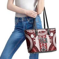 Bula Fiji Vintage Leather Tote Bag Scarlet Masi Motifs
