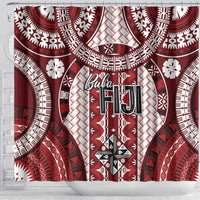 Bula Fiji Vintage Shower Curtain Scarlet Masi Motifs