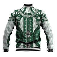 Bula Fiji Vintage Baseball Jacket Phthalo Green Masi Motifs LT7 - Polynesian Pride