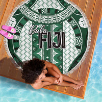 Bula Fiji Vintage Beach Blanket Phthalo Green Masi Motifs