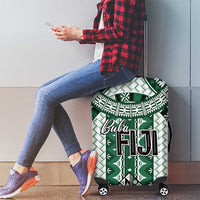 Bula Fiji Vintage Luggage Cover Phthalo Green Masi Motifs