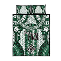 Bula Fiji Vintage Quilt Bed Set Phthalo Green Masi Motifs