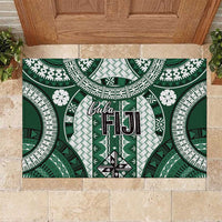 Bula Fiji Vintage Rubber Doormat Phthalo Green Masi Motifs LT7 Phthalo Green - Polynesian Pride