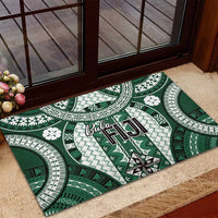 Bula Fiji Vintage Rubber Doormat Phthalo Green Masi Motifs LT7 - Polynesian Pride