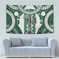 Bula Fiji Vintage Tapestry Phthalo Green Masi Motifs LT7 - Polynesian Pride