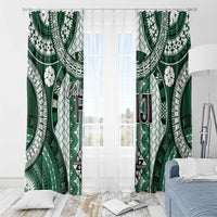 Bula Fiji Vintage Window Curtain Phthalo Green Masi Motifs