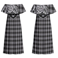 Hawai'i Paniolo Motif Black Couples Matching Off Shoulder Maxi Dress and Long Sleeve Button Shirt Floral Palaka Print LT7 - Polynesian Pride