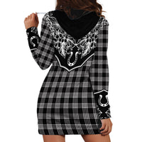 Hawai'i Paniolo Motif Black Hoodie Dress Floral Palaka Print LT7 - Polynesian Pride