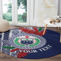 Samoa Rugby Personalized Round Carpet Toa Samoa Myriad Siapo