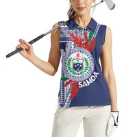 Samoa Rugby Personalized Women Sleeveless Polo Shirt Toa Samoa Myriad Siapo
