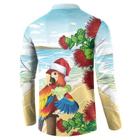 Have A Very Beach Christmas Button Sweatshirt Parrot By Lehua Flower - Polynesian Pride