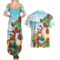 Have A Very Beach Christmas Couples Matching Summer Maxi Dress and Hawaiian Shirt Parrot By Lehua Flower - Polynesian Pride