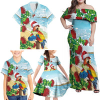 Have A Very Beach Christmas Family Matching Off Shoulder Maxi Dress and Hawaiian Shirt Parrot By Lehua Flower - Polynesian Pride