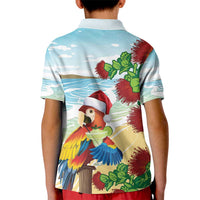 Have A Very Beach Christmas Kid Polo Shirt Parrot By Lehua Flower - Polynesian Pride