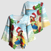 Have A Very Beach Christmas Kimono Sleeve Blouse Parrot By Lehua Flower - Polynesian Pride