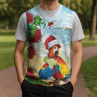 Have A Very Beach Christmas Knitted V-Neck Vest Parrot By Lehua Flower - Polynesian Pride