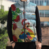 Have A Very Beach Christmas Sleeveless Puffer Jacket Parrot By Lehua Flower - Polynesian Pride