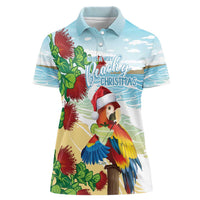 Have A Very Beach Christmas Women Polo Shirt Parrot By Lehua Flower - Polynesian Pride