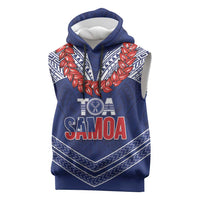 Toa Samoa Rugby Custom Sleeveless Hoodie Ulafala Mix Nifo'oti LT7 Blue - Polynesian Pride
