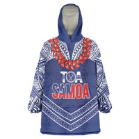 Toa Samoa Rugby Custom Wearable Blanket Hoodie Ulafala Mix Nifo'oti LT7 One Size Blue - Polynesian Pride