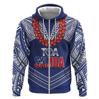 Toa Samoa Rugby Custom Zip Hoodie Ulafala Mix Nifo'oti LT7 Zip Hoodie Blue - Polynesian Pride