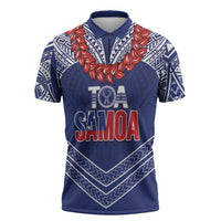 Toa Samoa Rugby Custom Zipper Polo Shirt Ulafala Mix Nifo'oti - Polynesian Pride