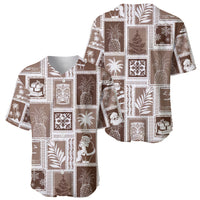 Hawaii Christmas Retro Patchwork Baseball Jersey Brown LT7 - Polynesian Pride