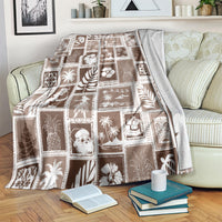 Hawaii Christmas Retro Patchwork Blanket Brown LT7 - Polynesian Pride