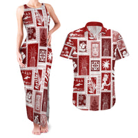 Hawaii Christmas Retro Patchwork Couples Matching Tank Maxi Dress and Hawaiian Shirt Red LT7 Red - Polynesian Pride