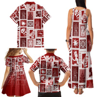 Hawaii Christmas Retro Patchwork Family Matching Tank Maxi Dress and Hawaiian Shirt Red LT7 - Polynesian Pride