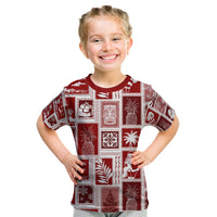 Hawaii Christmas Retro Patchwork Kid T Shirt Red LT7 Red - Polynesian Pride