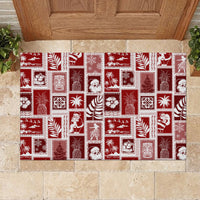 Hawaii Christmas Retro Patchwork Rubber Doormat Red LT7 - Polynesian Pride