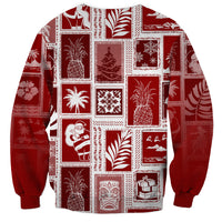 Hawaii Christmas Retro Patchwork Sweatshirt Red LT7 - Polynesian Pride
