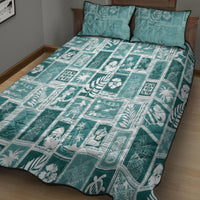 Hawaii Christmas Retro Patchwork Quilt Bed Set Teal LT7 - Polynesian Pride