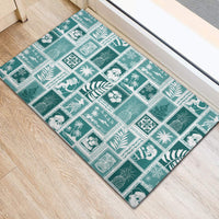 Hawaii Christmas Retro Patchwork Rubber Doormat Teal LT7 - Polynesian Pride