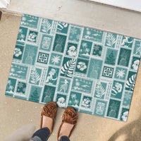 Hawaii Christmas Retro Patchwork Rubber Doormat Teal LT7 - Polynesian Pride