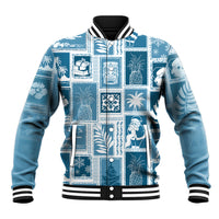 Hawaii Christmas Retro Patchwork Baseball Jacket Aquamarine LT7 Unisex Aquamarine - Polynesian Pride