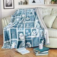 Hawaii Christmas Retro Patchwork Blanket Aquamarine LT7 - Polynesian Pride