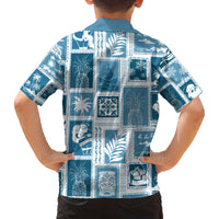 Hawaii Christmas Retro Patchwork Family Matching Puletasi Dress and Hawaiian Shirt Aquamarine LT7 - Polynesian Pride